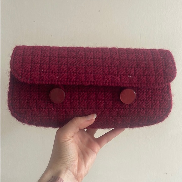Charlotte Lewinski Handbags - Vintage handmade Elegant Red Clutch Bag
